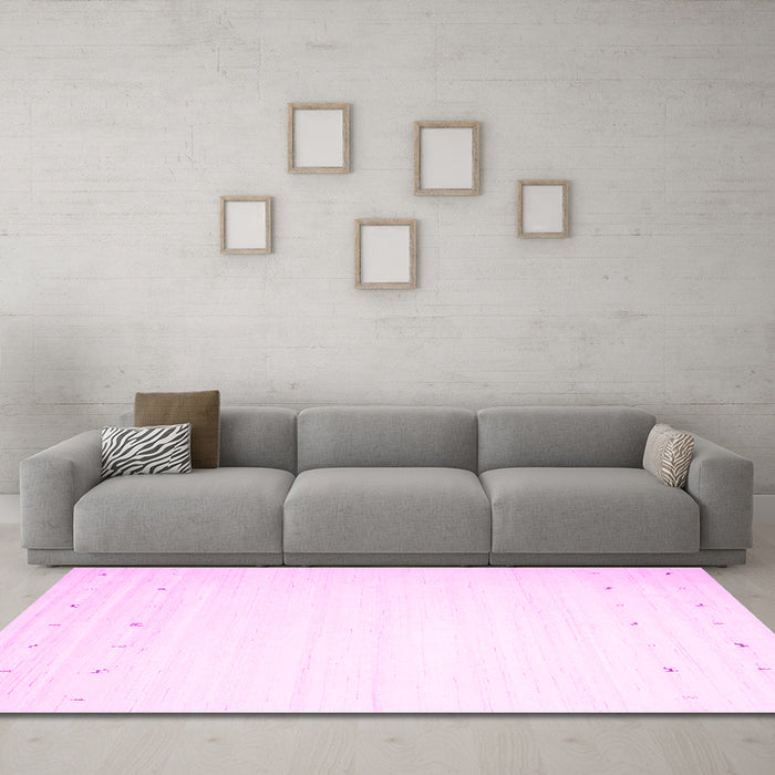 Machine Washable Solid Pink Modern Rug in a Living Room, wshcon901pnk