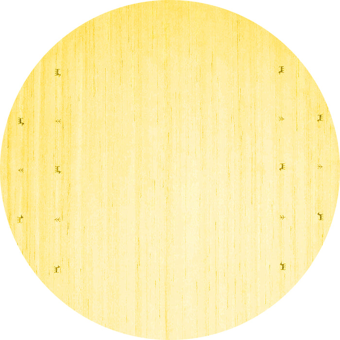 Round Machine Washable Solid Yellow Modern Rug, wshcon901yw