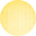 Round Machine Washable Solid Yellow Modern Rug, wshcon901yw