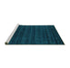 Sideview of Machine Washable Abstract Turquoise Contemporary Area Rugs, wshcon902turq