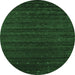 Round Machine Washable Abstract Emerald Green Contemporary Area Rugs, wshcon902emgrn
