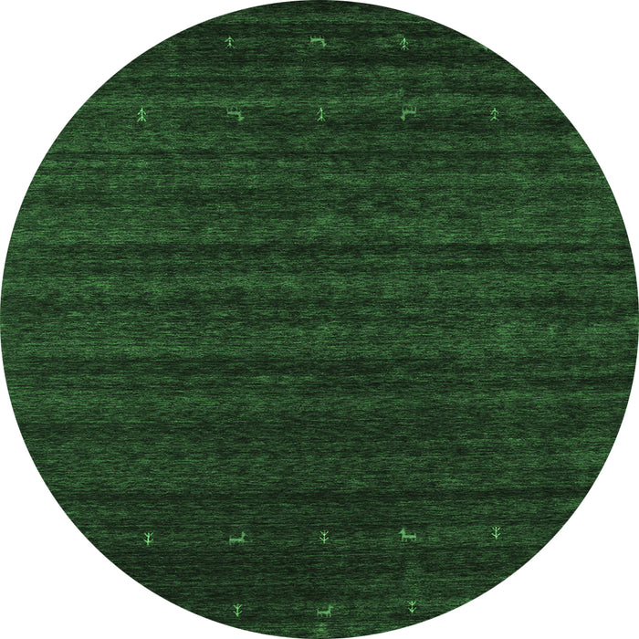Round Abstract Emerald Green Contemporary Rug, con902emgrn