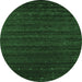 Round Abstract Emerald Green Contemporary Rug, con902emgrn