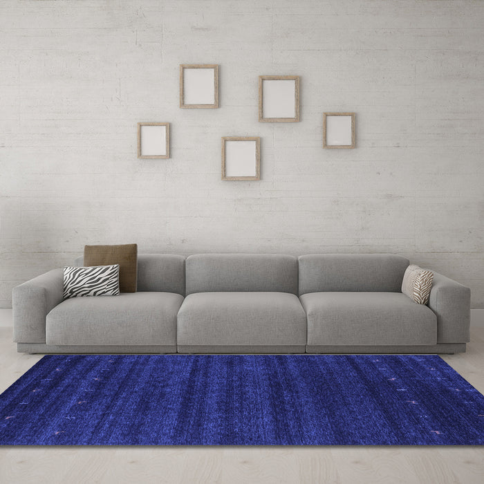 Machine Washable Abstract Blue Contemporary Rug in a Living Room, wshcon902blu