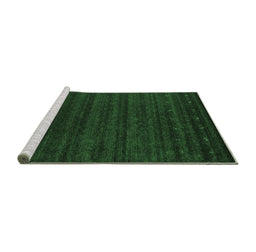 Sideview of Machine Washable Abstract Emerald Green Contemporary Area Rugs, wshcon902emgrn