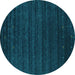 Round Abstract Turquoise Contemporary Rug, con902turq