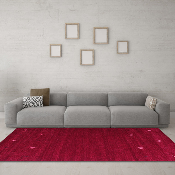 Machine Washable Abstract Pink Contemporary Rug in a Living Room, wshcon903pnk