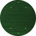 Round Machine Washable Abstract Emerald Green Contemporary Area Rugs, wshcon903emgrn