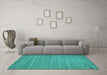 Machine Washable Abstract Turquoise Contemporary Area Rugs in a Living Room,, wshcon904turq