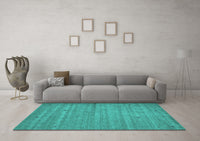 Machine Washable Abstract Turquoise Contemporary Rug, wshcon904turq