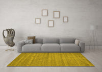 Machine Washable Abstract Yellow Contemporary Rug, wshcon904yw