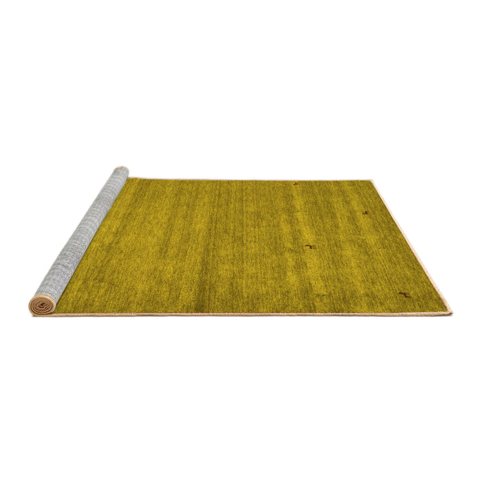 Sideview of Machine Washable Abstract Yellow Contemporary Rug, wshcon904yw