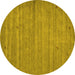 Round Machine Washable Abstract Yellow Contemporary Rug, wshcon904yw