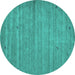 Round Machine Washable Abstract Turquoise Contemporary Area Rugs, wshcon904turq