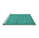 Sideview of Machine Washable Abstract Turquoise Contemporary Area Rugs, wshcon904turq