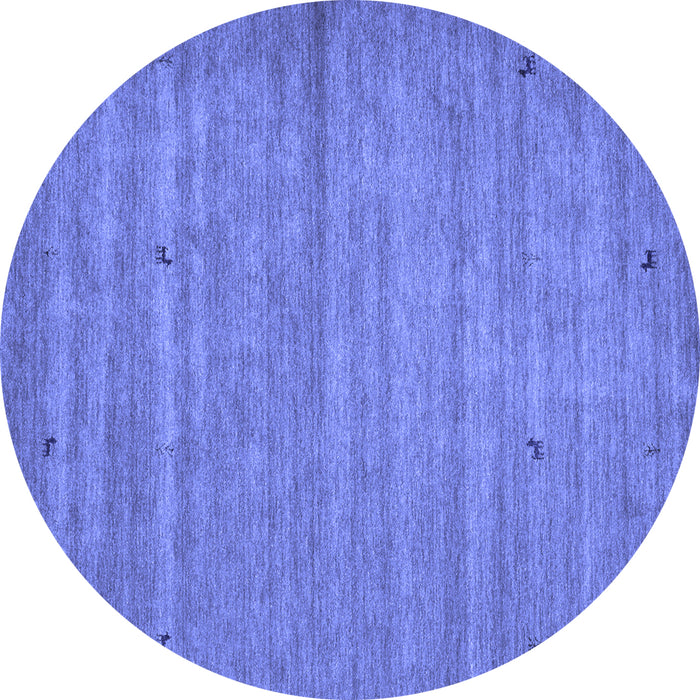 Round Abstract Blue Contemporary Rug, con904blu