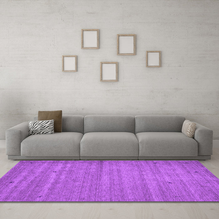 Machine Washable Abstract Purple Contemporary Area Rugs in a Living Room, wshcon904pur