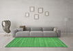 Machine Washable Abstract Emerald Green Contemporary Area Rugs in a Living Room,, wshcon904emgrn