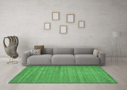 Machine Washable Abstract Emerald Green Contemporary Area Rugs in a Living Room,, wshcon904emgrn