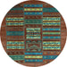 Round Abstract Light Blue Contemporary Rug, con905lblu