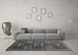 Machine Washable Abstract Gray Contemporary Rug in a Living Room,, wshcon905gry