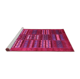Sideview of Machine Washable Abstract Pink Contemporary Rug, wshcon905pnk
