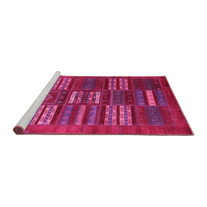 Sideview of Machine Washable Abstract Pink Contemporary Rug, wshcon905pnk