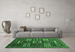 Machine Washable Abstract Emerald Green Contemporary Area Rugs in a Living Room,, wshcon905emgrn