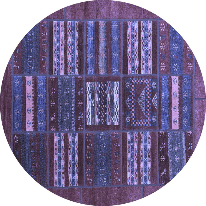 Round Machine Washable Abstract Blue Contemporary Rug, wshcon905blu