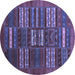 Round Machine Washable Abstract Blue Contemporary Rug, wshcon905blu