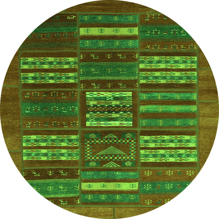 Square Abstract Green Contemporary Rug, con905grn