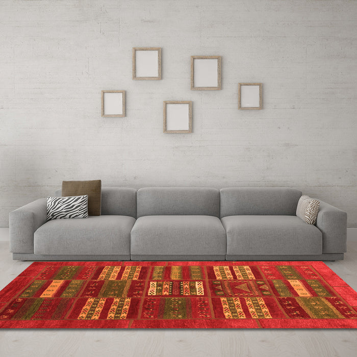 Machine Washable Abstract Orange Contemporary Area Rugs in a Living Room, wshcon905org