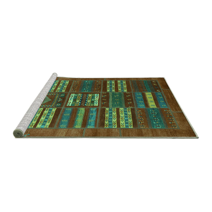Sideview of Machine Washable Abstract Turquoise Contemporary Area Rugs, wshcon905turq