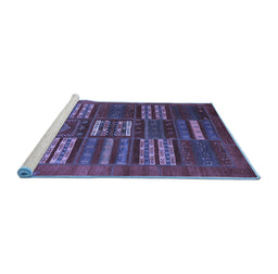 Sideview of Machine Washable Abstract Blue Contemporary Rug, wshcon905blu