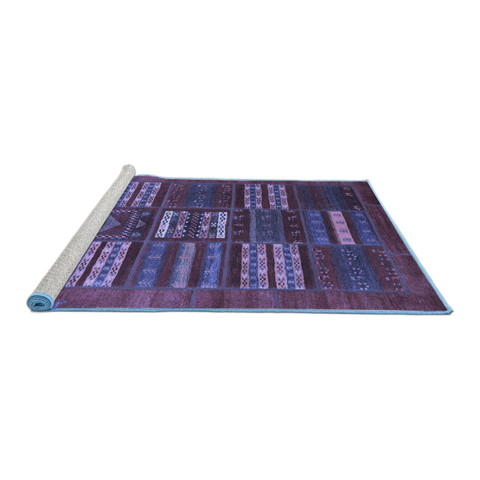 Sideview of Machine Washable Abstract Blue Contemporary Rug, wshcon905blu