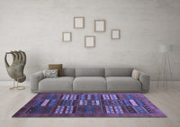 Machine Washable Abstract Blue Contemporary Rug, wshcon905blu