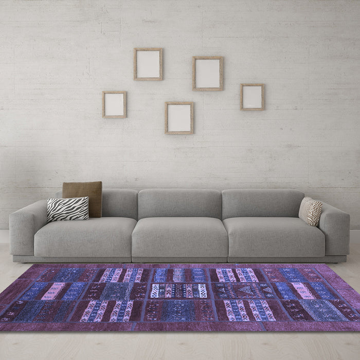 Machine Washable Abstract Blue Contemporary Rug in a Living Room, wshcon905blu