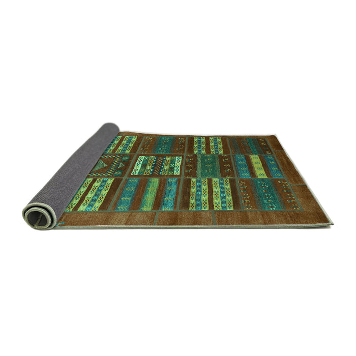 Sideview of Abstract Turquoise Contemporary Rug, con905turq