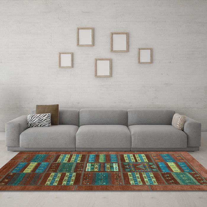 Machine Washable Abstract Light Blue Contemporary Rug in a Living Room, wshcon905lblu