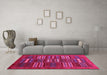 Machine Washable Abstract Pink Contemporary Rug in a Living Room, wshcon905pnk