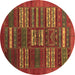 Round Abstract Brown Contemporary Rug, con905brn