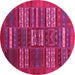 Round Machine Washable Abstract Pink Contemporary Rug, wshcon905pnk