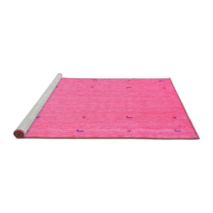 Sideview of Machine Washable Abstract Pink Contemporary Rug, wshcon906pnk