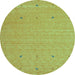 Round Abstract Turquoise Contemporary Rug, con906turq