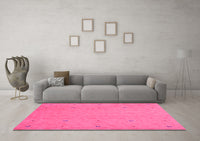 Machine Washable Abstract Pink Contemporary Rug, wshcon906pnk