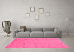 Machine Washable Abstract Pink Contemporary Rug in a Living Room, wshcon906pnk