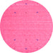 Round Machine Washable Abstract Pink Contemporary Rug, wshcon906pnk