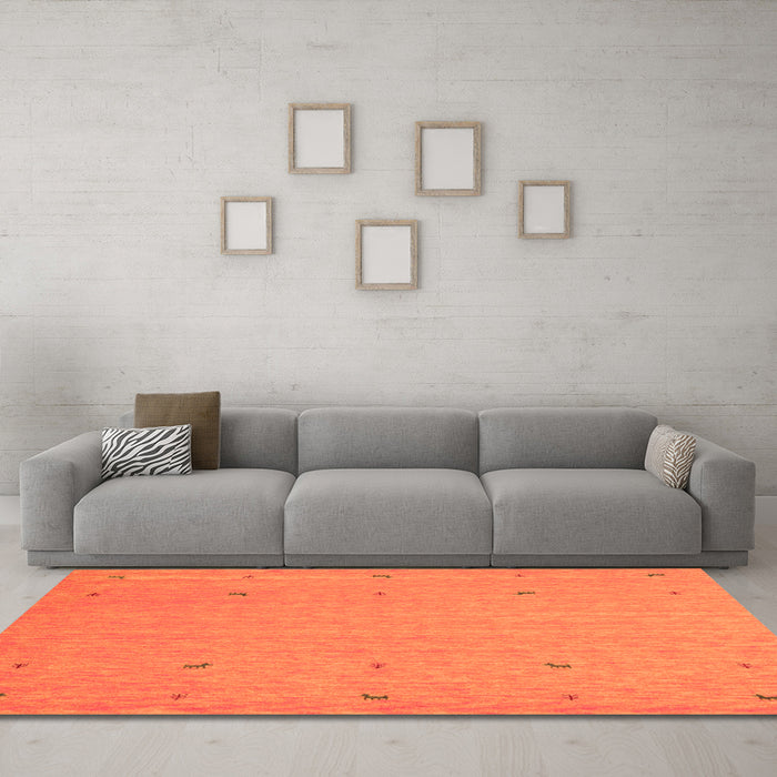 Machine Washable Abstract Orange Contemporary Area Rugs in a Living Room, wshcon906org