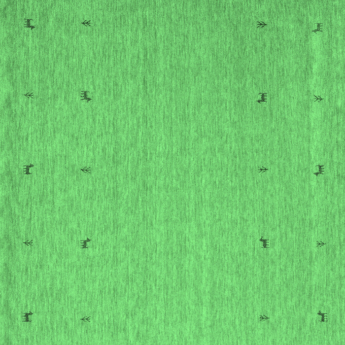 Square Machine Washable Abstract Emerald Green Contemporary Area Rugs, wshcon906emgrn
