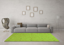 Machine Washable Abstract Green Contemporary Area Rugs in a Living Room,, wshcon906grn